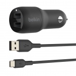 BELKIN Dual USB-A auto nabíječka 24W + USB-C kabel, CCE001bt1MBK