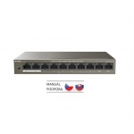 Tenda TEF1110P-8-63W PoE AT switch - 8x PoE 100 Mb/s + 2x Uplink 100 Mb/s, PoE max 63W, fanless,PoE+, 75011838