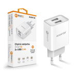 Chytrá síťová nabíječka ALIGATOR 2,4A, 2xUSB, smart IC, bílá, CHA0039