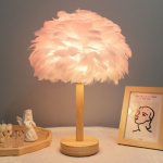 Table lamp bedside feather Art Deco rose pink CBDPH 599214