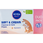 Nivea Baby Soft & Cream čisticí a pečující ubrousky, 2× 57 ks