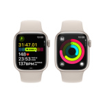 Apple Watch Series 9 41mm Hvězdně bílý hliník s hvězdně bílým sportovním řemínkem - S/M MR8T3QC/A