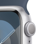 Apple Watch Series 9 41mm Stříbrný hliník s ledově modrým sportovním řemínkem - S/M MR903QC/A
