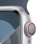 Apple Watch Series 9 41mm Cellular Stříbrný hliník s ledově modrým sportovním řemínkem - S/M MRHV3QC/A