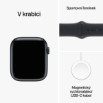 Apple Watch Series 9 45mm Cellular Temně inkoustový hliník s temně inkoustovým sportovním řemínkem - M/L MRMD3QC/A