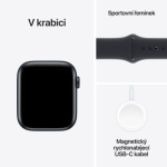 Apple Watch SE 44mm Temně inkoustový hliník s temně inkoustovým sportovním řemínkem - M/L MRE93QC/A