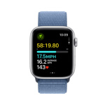 HOD GPS MTP Apple Watch SE 44mm Stříbrný hliník s ledově modrým provlékacím sportovním řemínkem MREF3QC/A