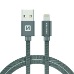 SWISSTEN Textile Lightning, datový kabel, šedý, 2 m 71523302