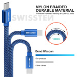 SWISSTEN Textile USB-C, datový kabel, modrý, 2 m 71521308